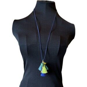 J. Jill Seaside Oasis Tassel Cluster Necklace, Blue Multi, msrp $49